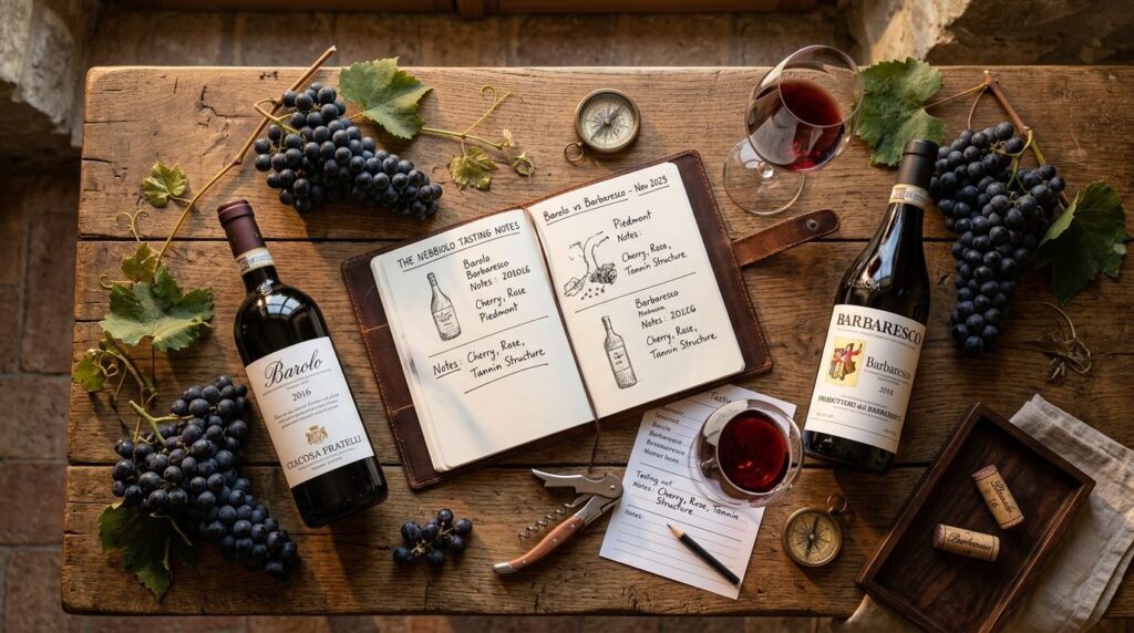 Overhead flat lay photography of wine selection: An open win