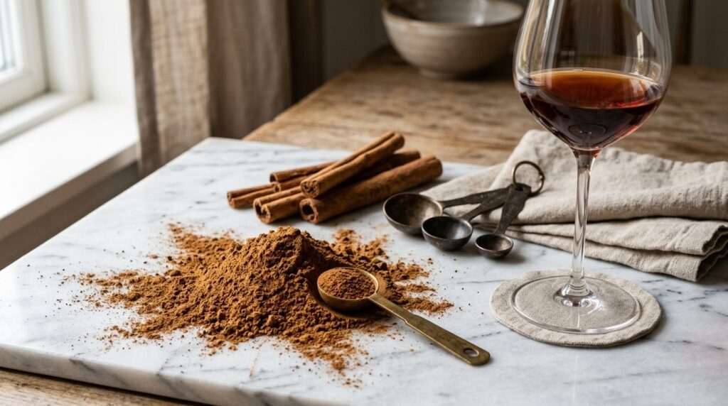 Close-up professional food photography of cinnamon bulk spic
